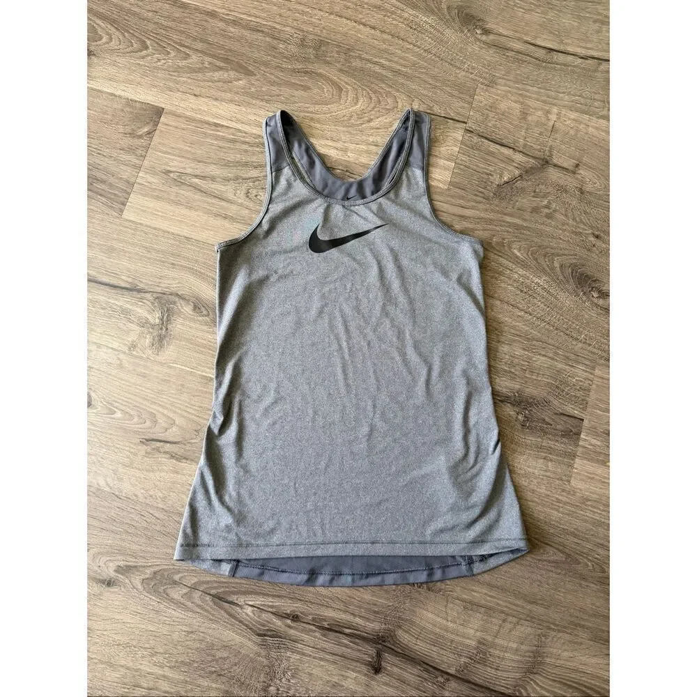 Nike Dri Fit Women Size Large Gray Racerback Activewear Shirt Tank